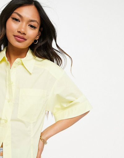 Mango - Camisa algodon manga acampanada