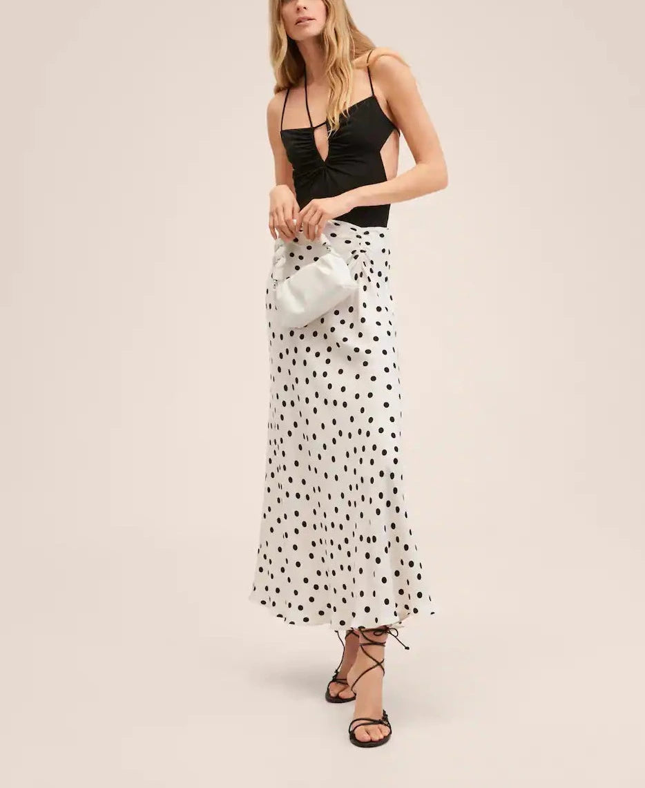 Mango - Falda Dots satinada