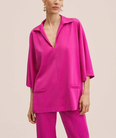 Mango - Blusa satinada oversize