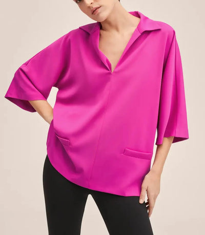 Mango - Blusa satinada oversize
