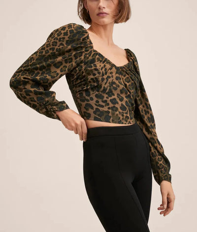 Mango - Blusa crop manga abullonada