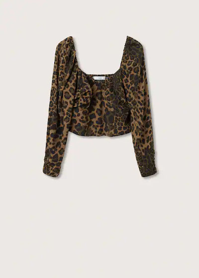 Mango - Blusa crop manga abullonada