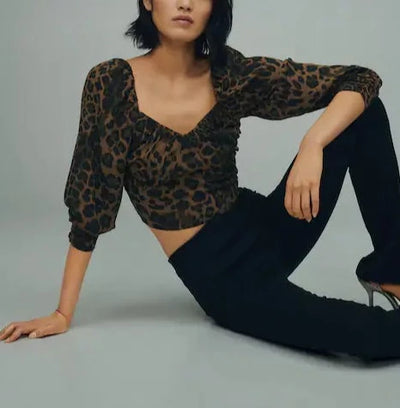 Mango - Blusa crop manga abullonada