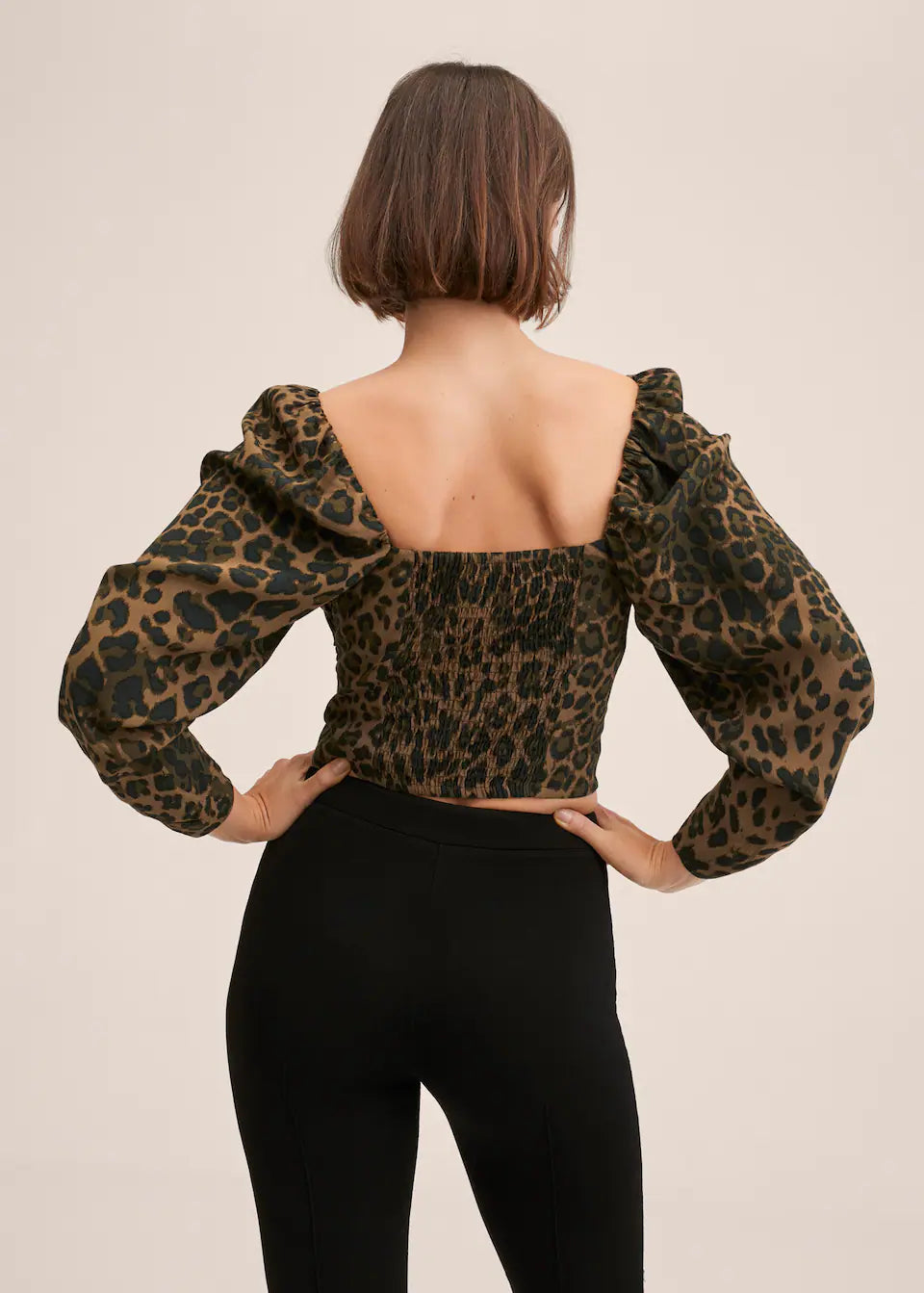 Mango - Blusa crop manga abullonada