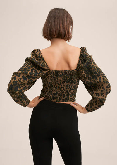 Mango - Blusa crop manga abullonada