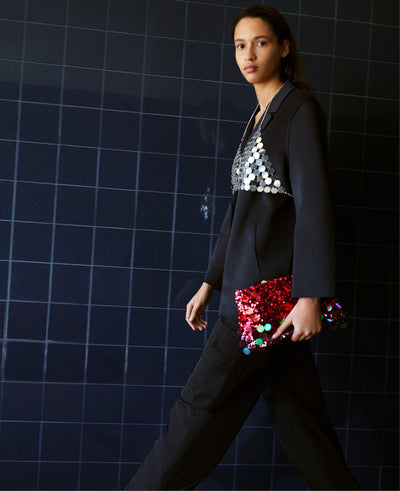 Parfois - Clutch con correa de cadena y lentejuelas