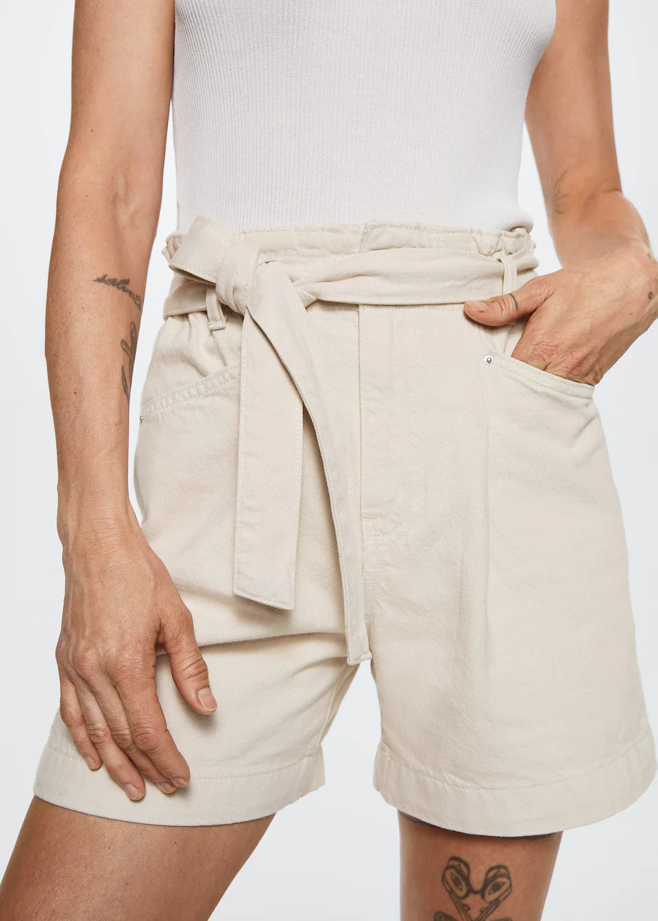 Mango - Short vaquero paperbag