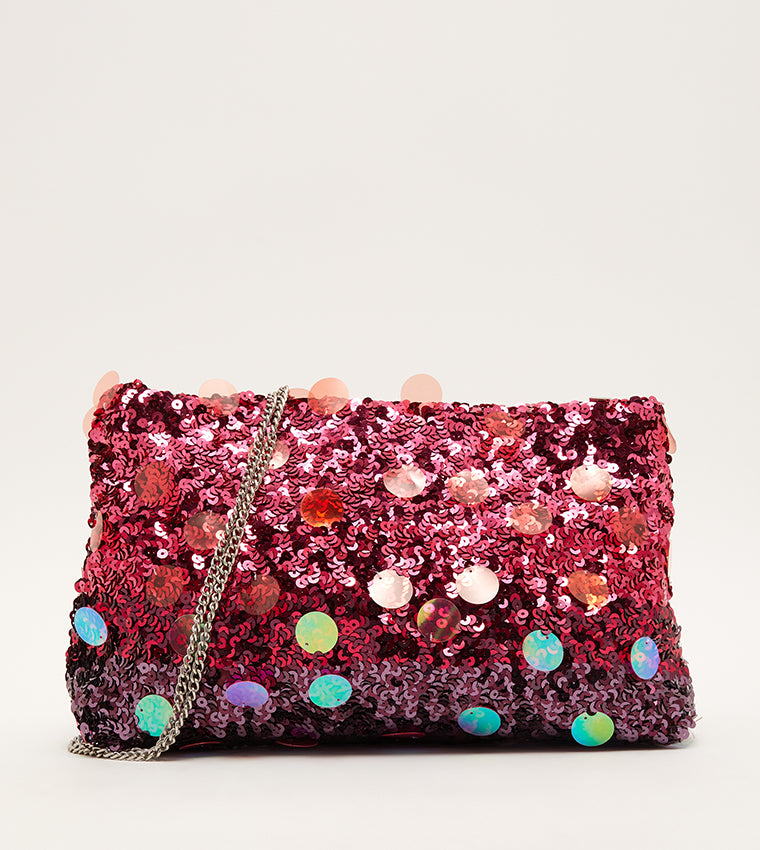 Parfois - Clutch con correa de cadena y lentejuelas