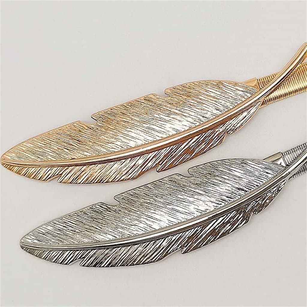 Unico - Cinturón hoja hebilla metal elástico -dorado y Plateado