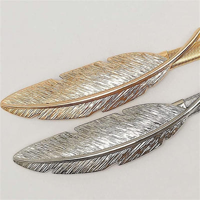 Unico - Cinturón hoja hebilla metal elástico -dorado y Plateado