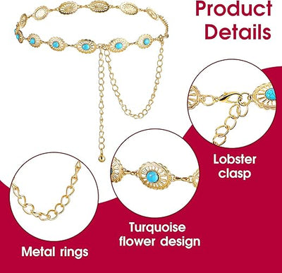 Unico - Cinturon Dorado Turquoise