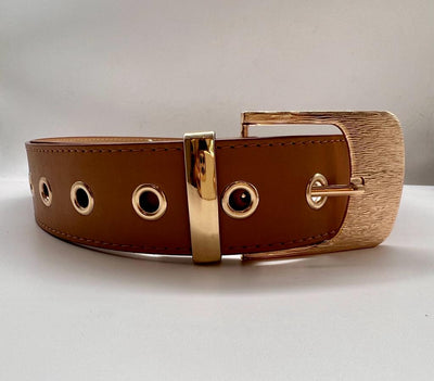 Unico - Cinturon Suelay Beige  Hebilla Dorada