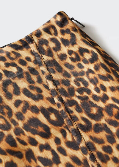 MNG - Falda satinada leopardo