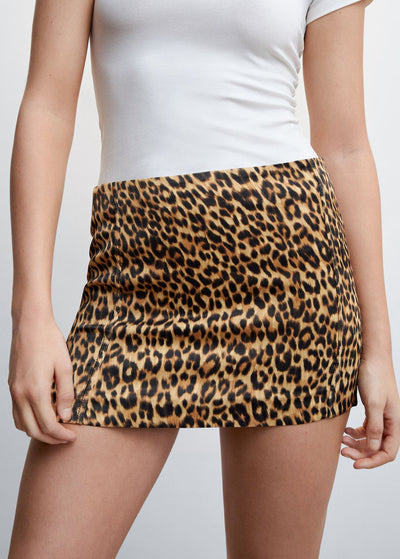 MNG - Falda satinada leopardo