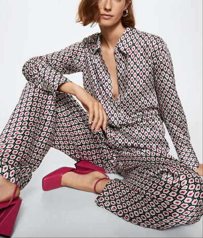 MNG - Pantalón palazzo estampado Satinado