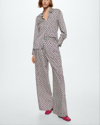 MNG - Pantalón palazzo estampado Satinado