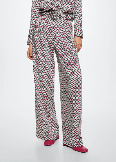 MNG - Pantalón palazzo estampado Satinado