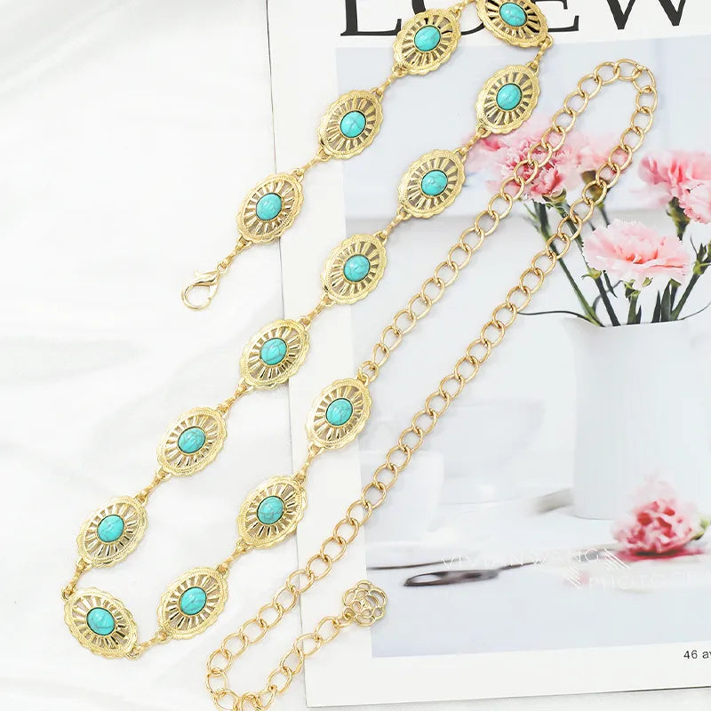 Unico - Cinturon Dorado Turquoise