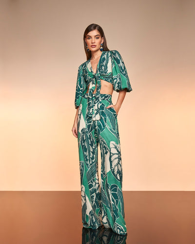 CINNTRE - Blusa Estampada Verde