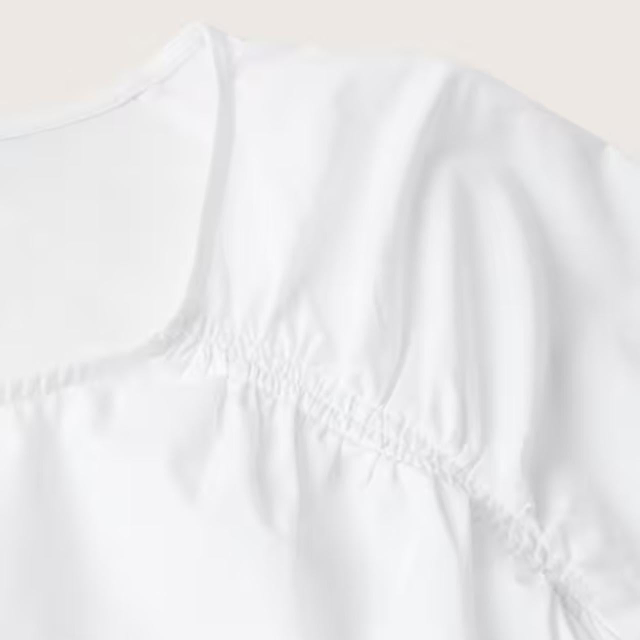 Mango - Vestido Overzide Blanco algodón manga abullonada