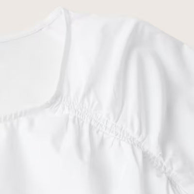 Mango - Vestido Overzide Blanco algodón manga abullonada