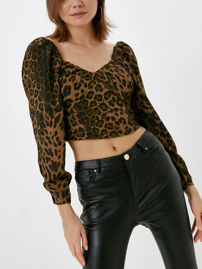 Mango - Blusa crop manga abullonada