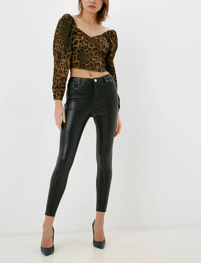 Mango - Blusa crop manga abullonada