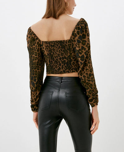 Mango - Blusa crop manga abullonada