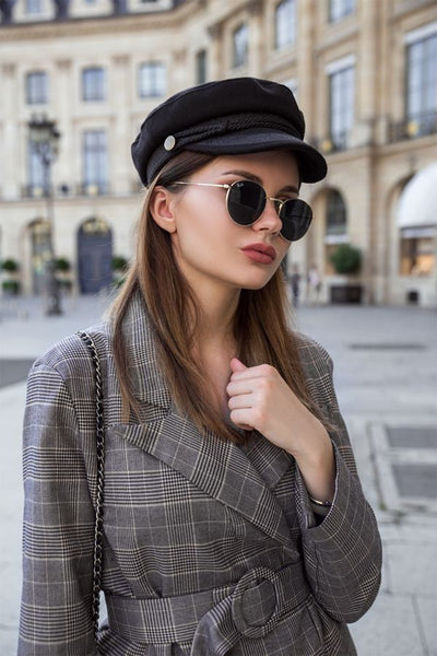 Unico - Gorra Beker de tela con vicera de ecocuero