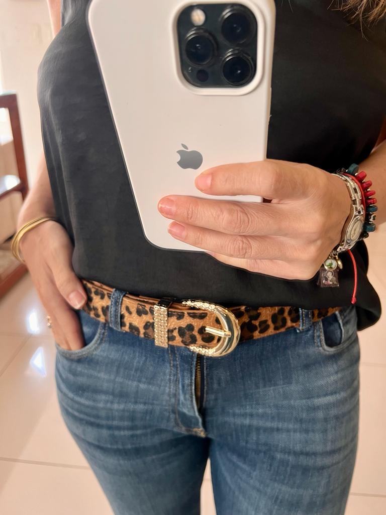 Unico - Cinturon Animal print Dorada