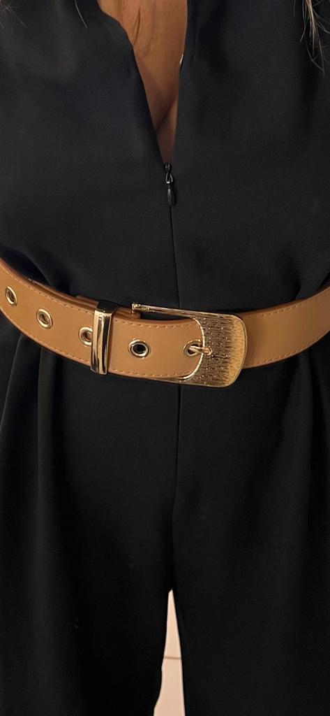 Unico - Cinturon beige Hebilla Dorada