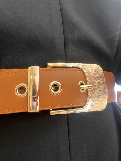 Unico - Cinturon Suelay Beige  Hebilla Dorada
