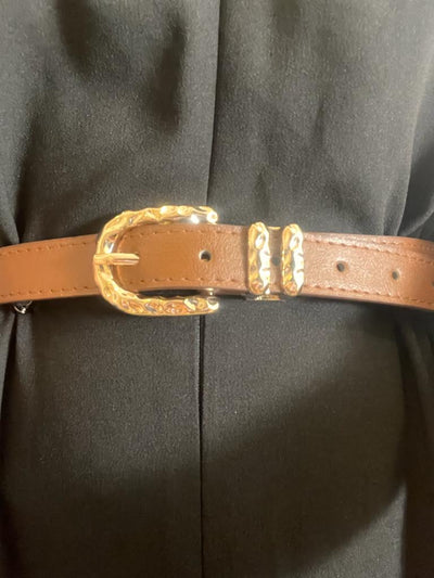 Unico - Cinturon Marron Hebilla Dorada