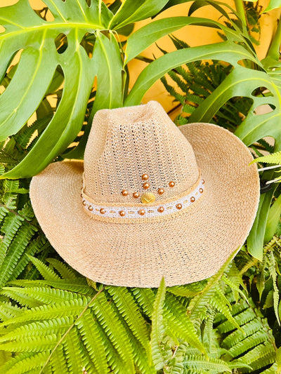 essentials - Sombrero Playero Beige Deco Yute