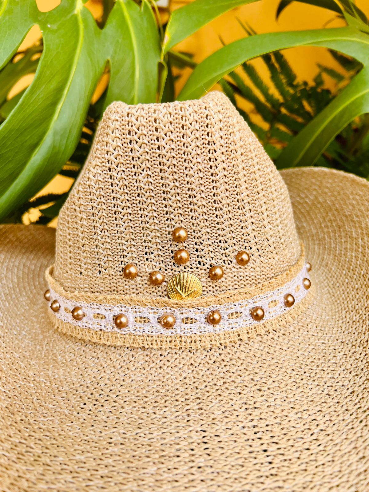 essentials - Sombrero Playero Beige Deco Yute
