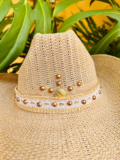 essentials - Sombrero Playero Beige Deco Yute