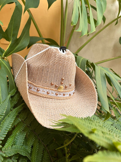 essentials - Sombrero Playero Beige Deco Yute