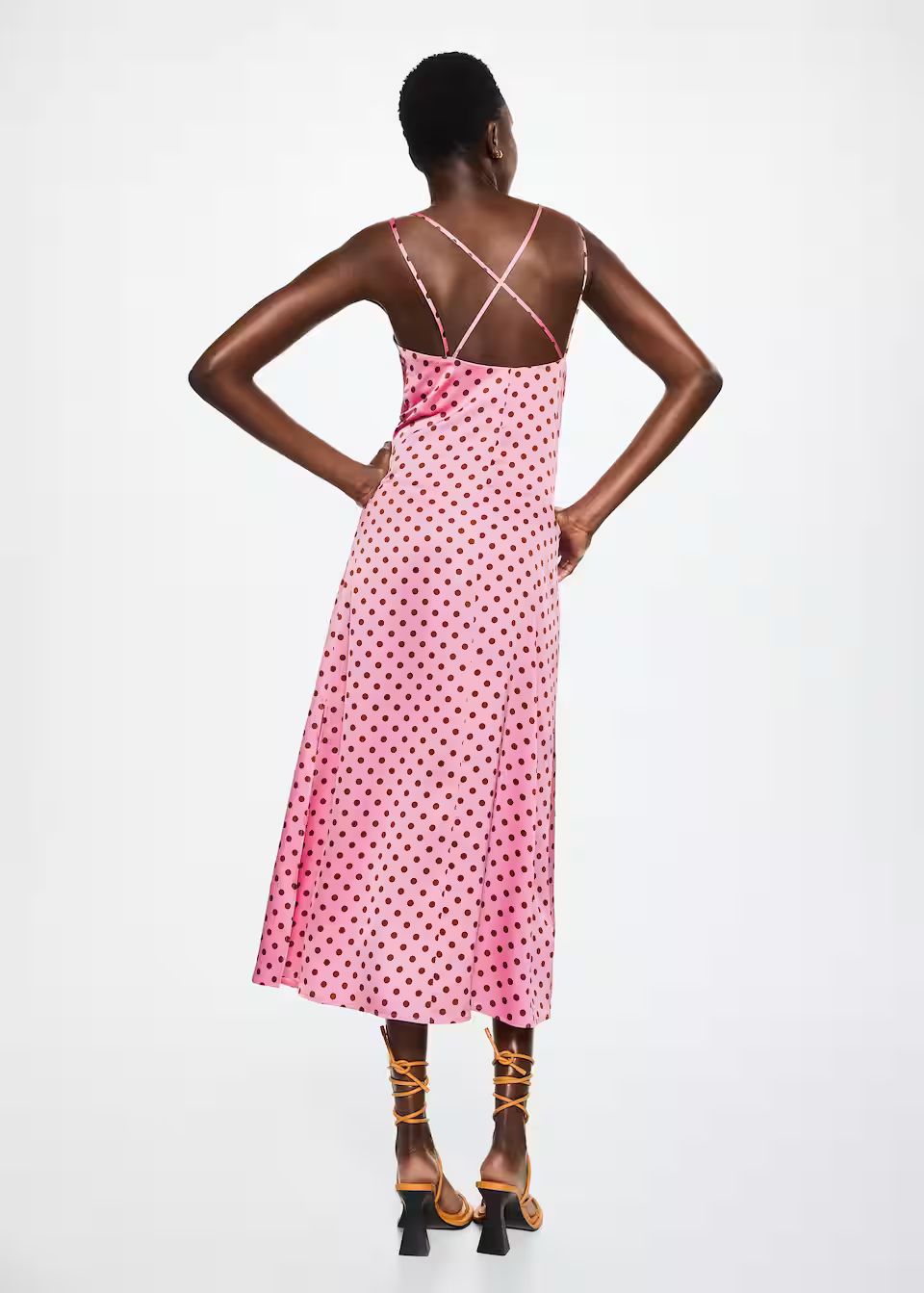 MNG - Vestido satinado lunares Rosa