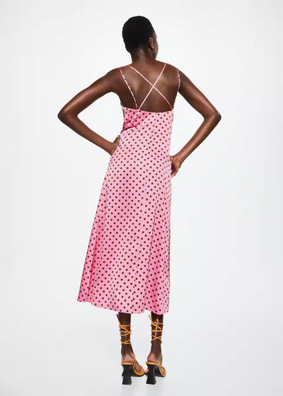 MNG - Vestido satinado lunares Rosa