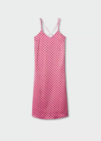 MNG - Vestido satinado lunares Rosa