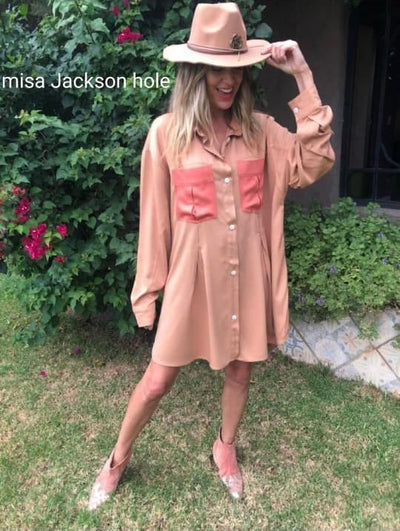 Sur de asia - Vestido Camisero Jackson Hole camel