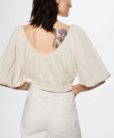 Mango - Blusa manga abullonada
