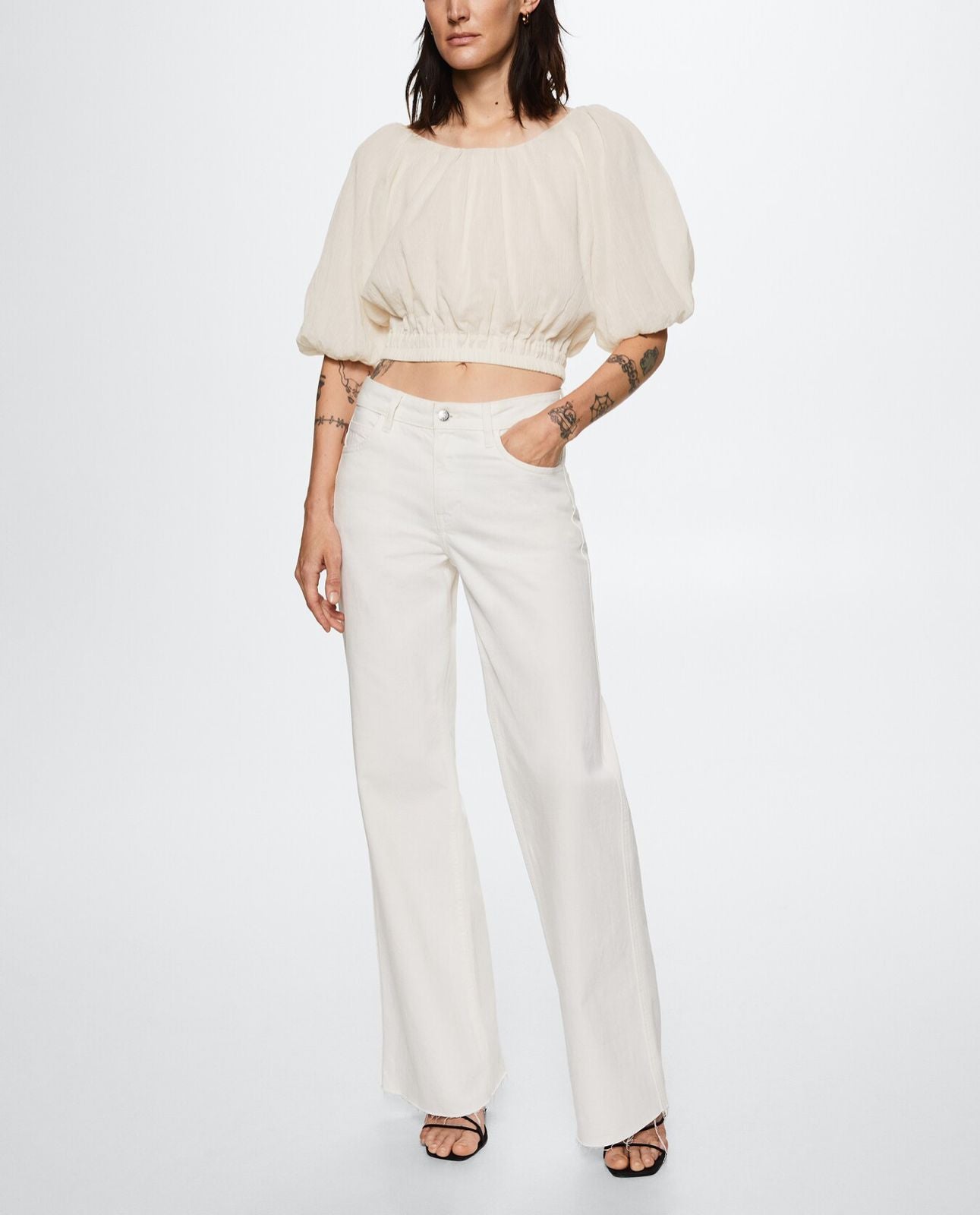 Mango - Blusa manga abullonada