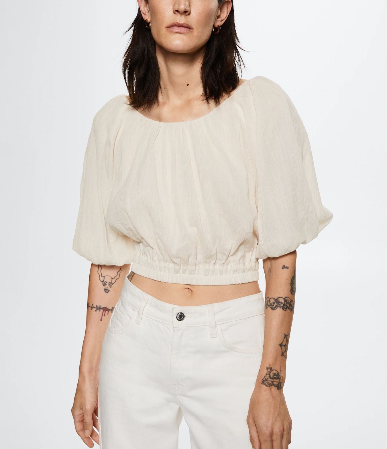 Mango - Blusa manga abullonada