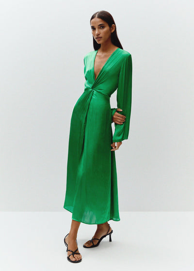 MNG - Vestido satinado abertura