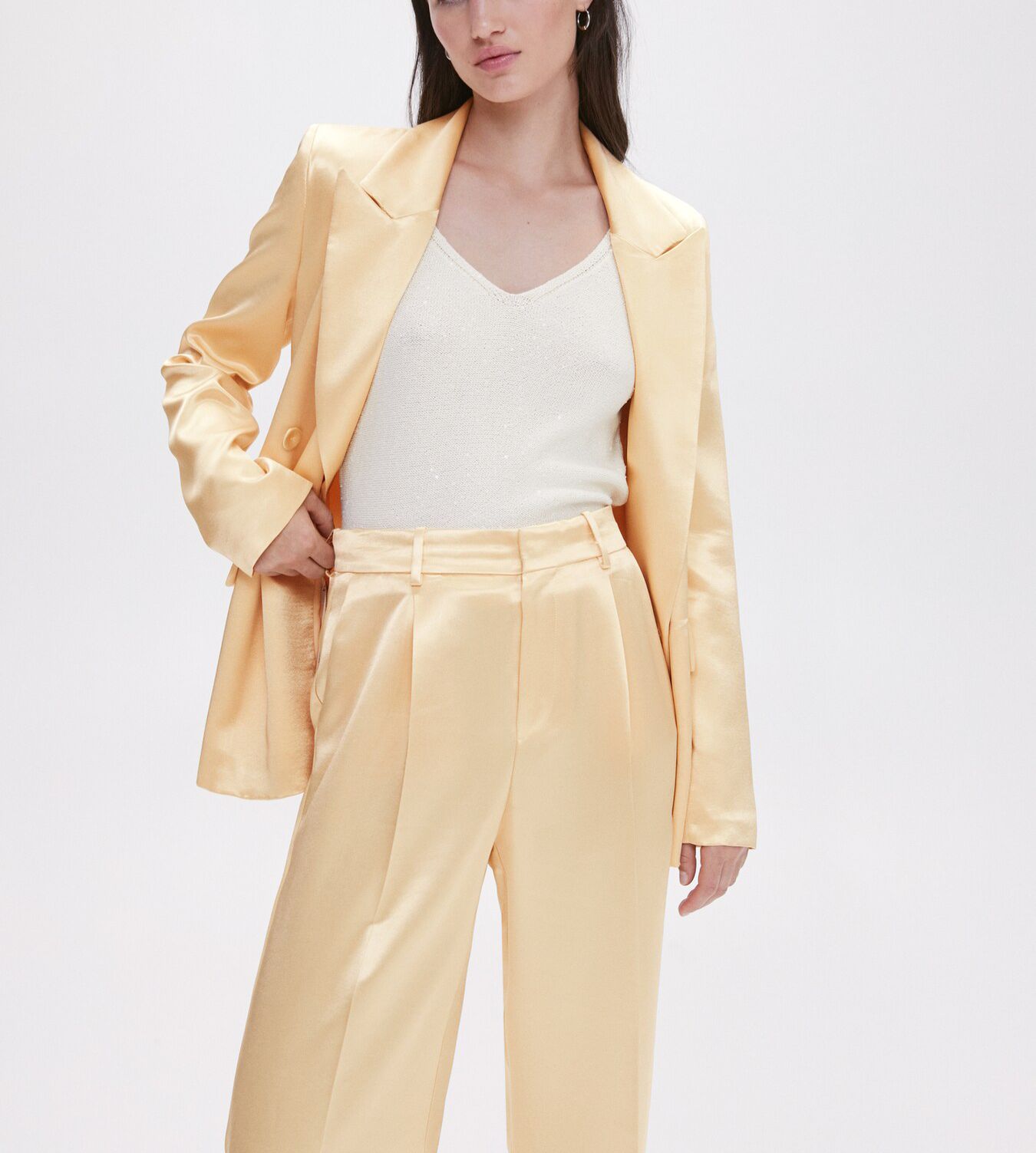 Mango - Pantalón palazzo satinado