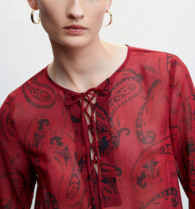 MNG - Blusa paisley lazos