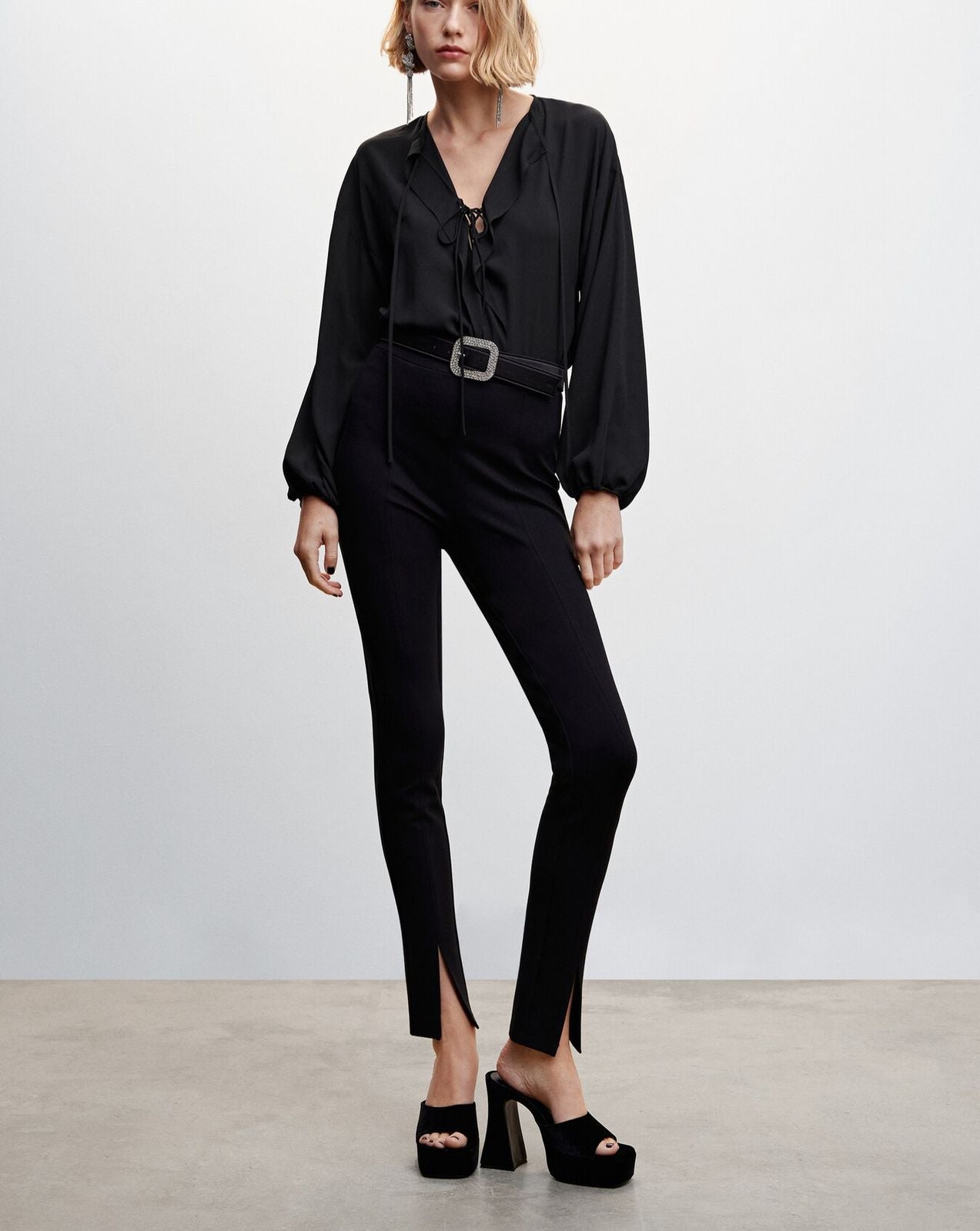 MNG - Blusa volantes lazo