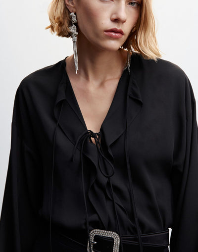 MNG - Blusa volantes lazo