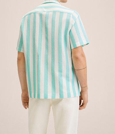Mng - Camisa fluida lino rayas